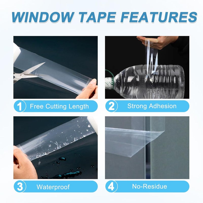 Sunroda Window Sealing Tape Weather Stripping Tape 2 Inch x 35 Yards Residue Free Clear Window Insulation for Shower Glass Gaps and Doors Seal Windproof Tape (2 Inch x 35 Yards) - Image 3